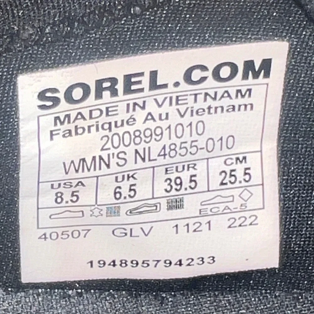 Sorel Kinetic Breakthru Tech Lace Womens 8.5 Black Good Platform Sneaker NL4855